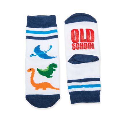Dinosaur Old School Grippy Toddler Socks