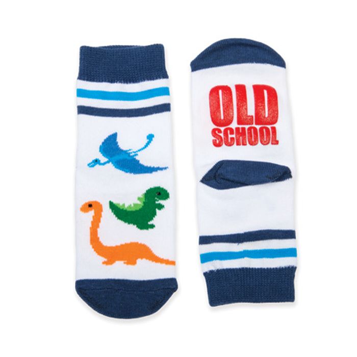 Dinosaur Old School Grippy Toddler Socks