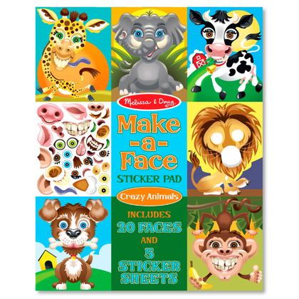 Make-a-Face Sticker Pad - Crazy Animals