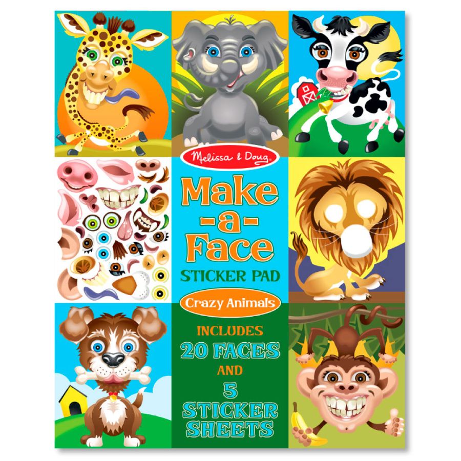 Make-a-Face Sticker Pad - Crazy Animals