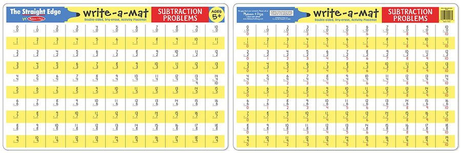 Reusable Learning Mat - ลบเลข